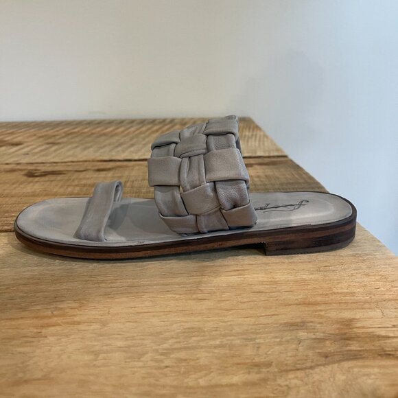 🖤 Free People Winding River Slip-On Flat Quilted Woven Sandals Grey Blue - Picture 9 of 10
